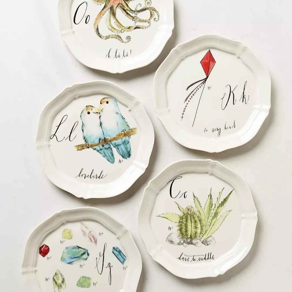 ANTHROPOLOGIE Linea Carta Monogram Canapé Plate- Discontinued